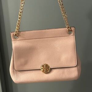 Tory Burch Blush Pink Shoulder Bag with Gold Accents
